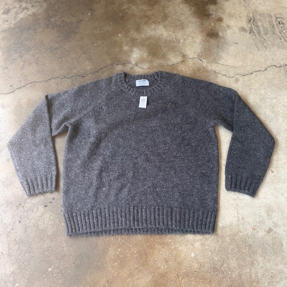 Old Navy Sweater Mens M Tall Gray New NWT Raglan Crew Neck Knit Pullover